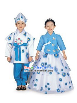 Traditional Korean Children Hanbok 2 Sets for Boys and Girls