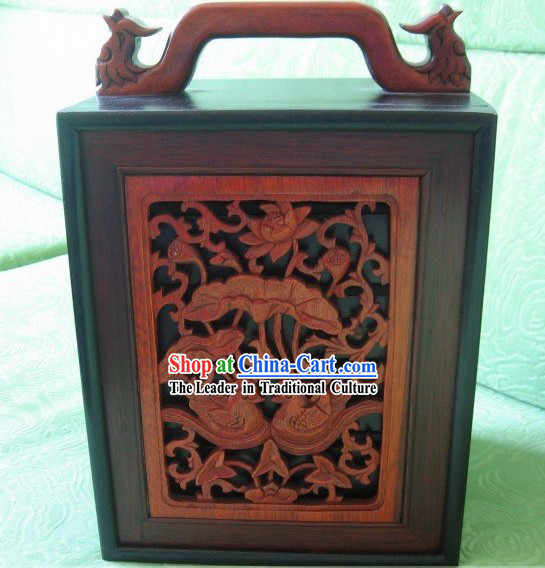 Chinese Classical Mandarin Ducks Mahjong Wooden Box