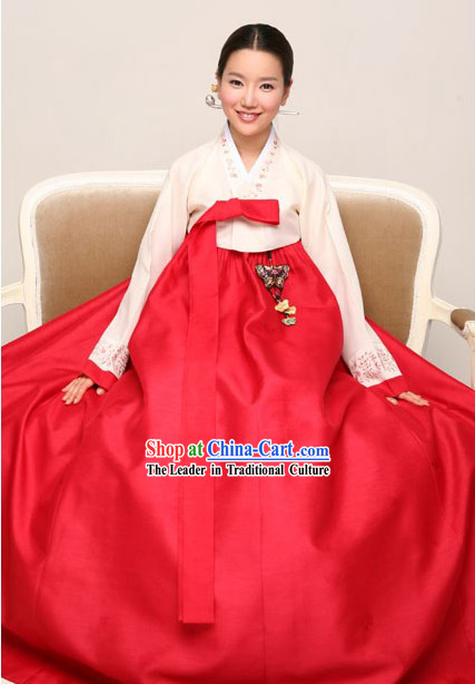 Traditional Korean Hanbok Complete Set for Women _red_