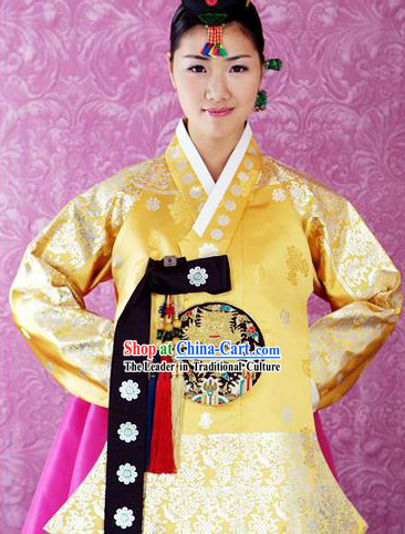 Supreme Korean Traditional Embroidered Dress and Hanbok Complete Set for Women