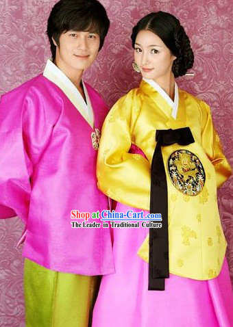 Traditional Korean Hanbok Couple Dress Set