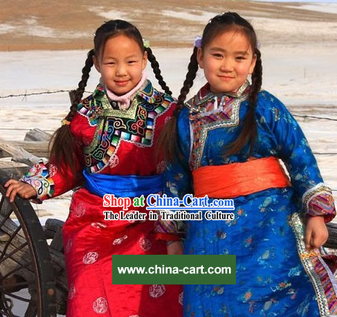 Mongolian Dance Costumes and Hat Complete Set for Children