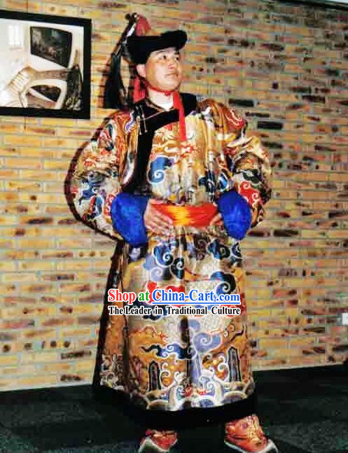 Chinese Classical Mongolian Clothing and Hat for Men
