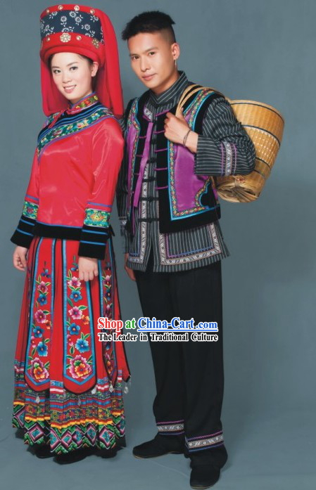 Miao Tribe Clothes Two Sets for Men and Women