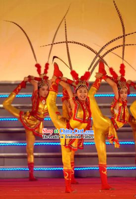 Beijing Opera Dance Costume and Feather Hat for Children