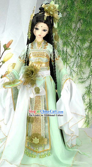 Chinese Ancient Princess Clothing and Hair Accessories Complete Set