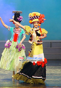 Chinese Minority Fan Dance Costumes