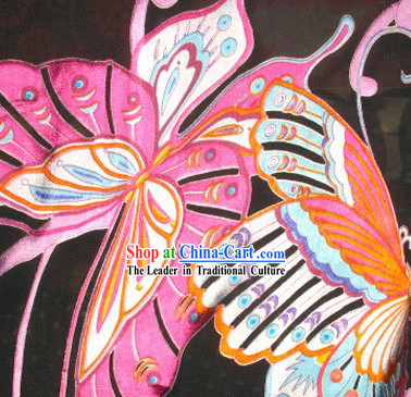 Black Butterfly Silk Fabric