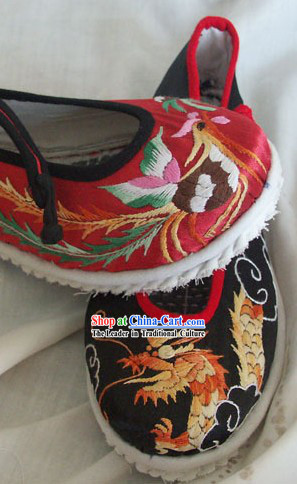 Chinese Traditional Embroidery Dragon Phoenix Wedding Shoes