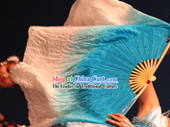 White to Blue Color Transition Silk Dance Fan