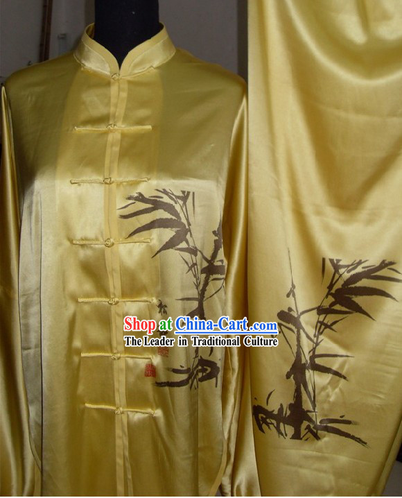 Chinese Original Bamboo Painting Tai Chi Uniform