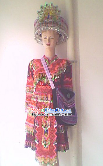 Chinese Stunning Miao Tribe Hand Embroidery Collectible Dress for Woman