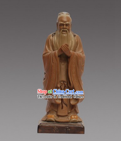 Chinese Classic Shiwan Statue Collection Zhuangzi Mengzi Kongzi Mozi Laozi Set