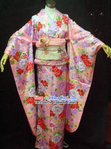 Traditional Japanese Geisha Kimono Complete Set for Women