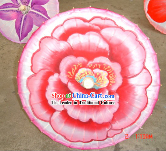 Chinese Classic Red Flower Dance Silk Umbrellas