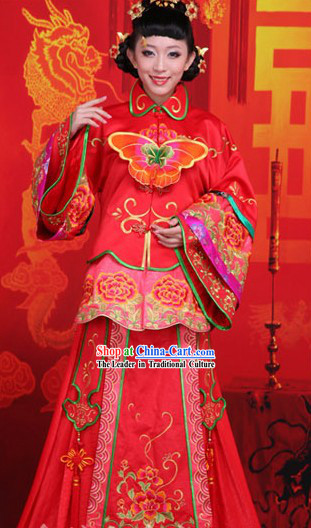 Chinese Classic Butterfly Wedding Clothes for Brides