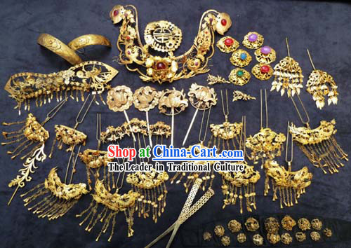 Ancient Chinese Princess Headpiece, Earrings and Bracelets Complete Set