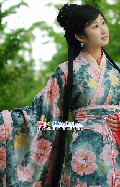 Ancient Chinese Peony Princess Clothing Complete Set