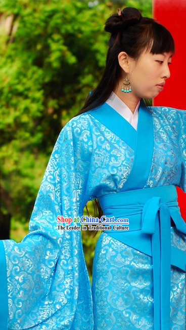 Traditional Chinese Blue Princess Clothing for Women