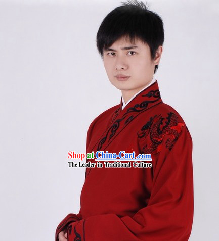 Traditional Chinese Red Wedding Dress for Bridegrooms