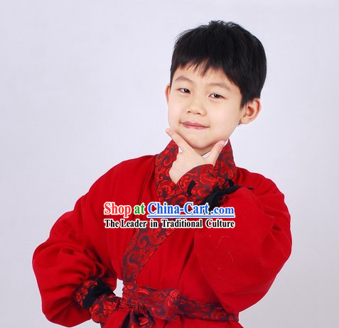 Traditional Chinese Red Kung Fu Dress for Boys