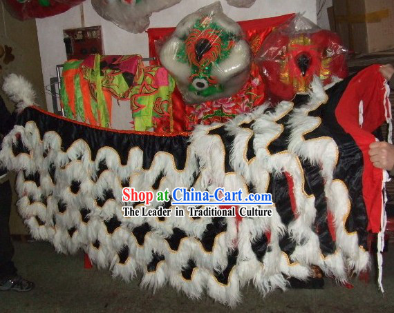 White Sheep Fur Black Undercover Lion Dance Body Tail Pants Claws Set