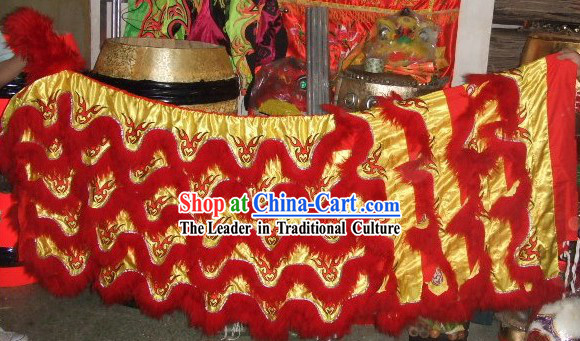 Red Sheep Fur Lion Dancing Body Tail Pants Claws Set