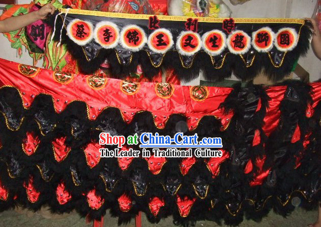 Traditional Long Sheep Fur Lion Dance Tail, Pants and Claws Set
