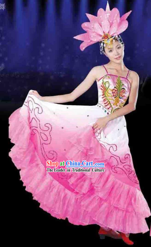 Chinese Lotus Dance Costume and Headpiece
