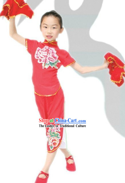 Traditional Chinese Fan Dance Costume for Kids