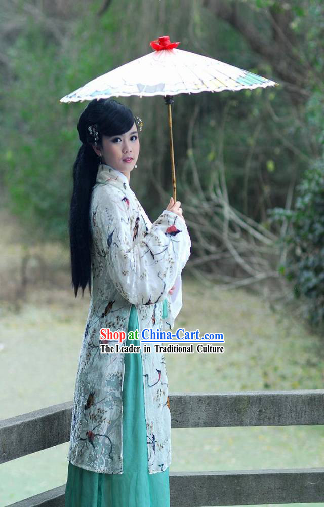 Chinese Classic Bird and Flower Outfit and Umbrella