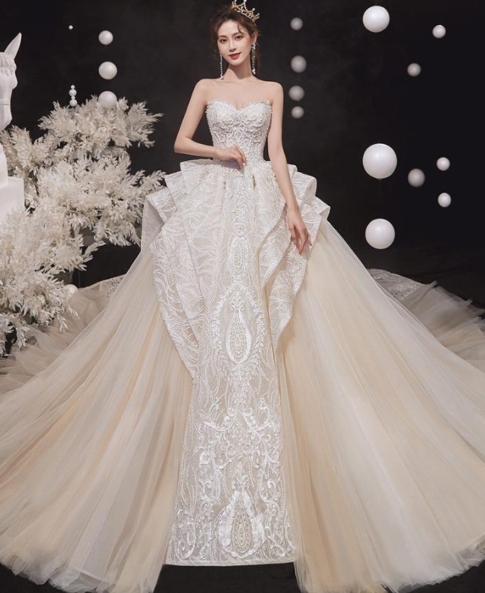 Stunning Handmade Unique Designer White Wedding Dress