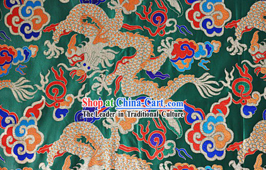 Chinese Green Dragon Brocade Fabric