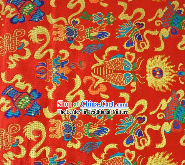 Traditoinal Chinese Double FishesBrocade Fabric