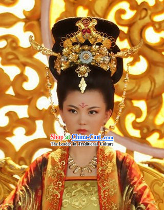 Ancient Chinese Tang Dynasty Women Emperor Headpiece Set