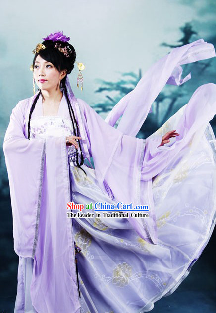 Ancient Chinese Tang Dynasty Purple Dress for Women