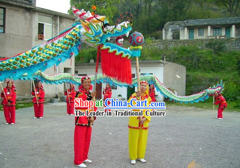 Traditional Chinese Blue Armor Dragon Dance Costume Complete Set