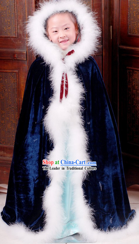 Ancient Chinese Long Winter Cape for Kids