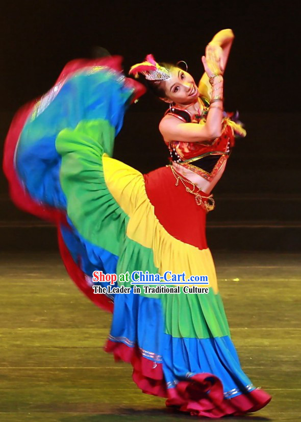 Chinese Yi Ethnic Minority Dance Costume and Hat Set