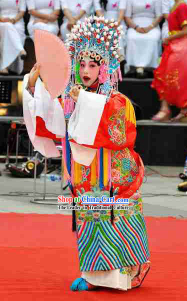 Peking Opera The Imperial Concubine Got Drunk _Guifei Zui Jiu_ Costume and Crown Set for Children
