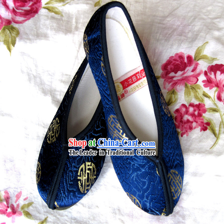 Chinese Blue Embroidery Shoes for Boys