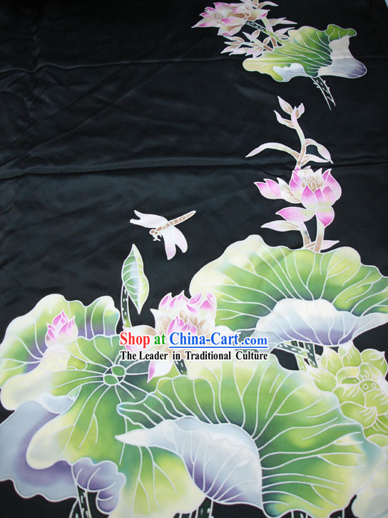 Traditional Chinese Hand Painted Lotus Silk Fabric