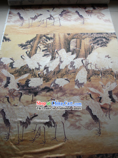 Traditional Chinese Palce Cranes Silk Fabric