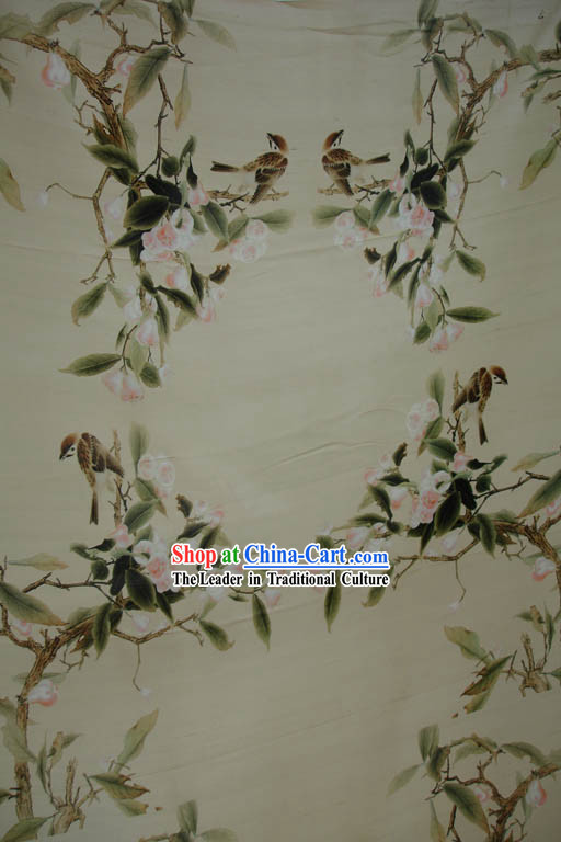 Traditional Chinese Birds and Flower Silk Fabric