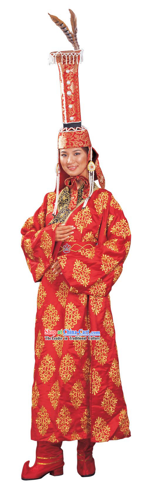 Chinese National Costume and Hat Complete Set