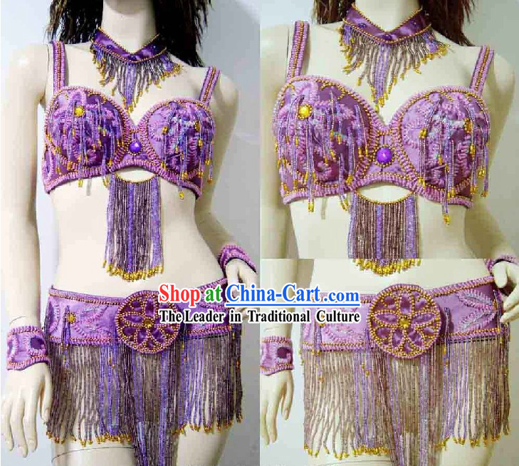 Professional Competition Purple Belly Dance Costumes Complete Set for Women
