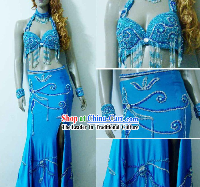 Top Blue Belly Dance Costumes Complete Set for Women