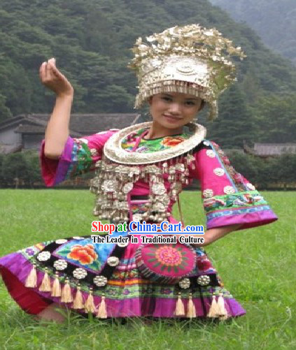 China Miao Performance Costume and Accessories Set