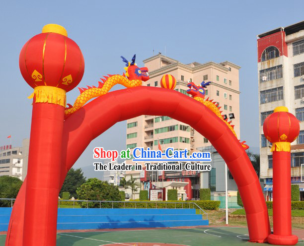 473 Inches Large Double Dragons and Lanterns Inflatable Arches