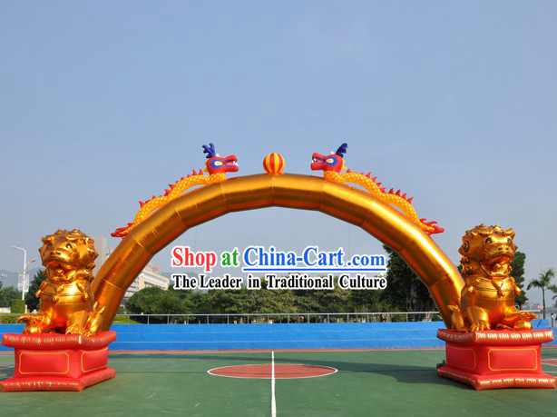 Large Chinese Inflatable Dragons Arches and Two Inflatable Lions Set